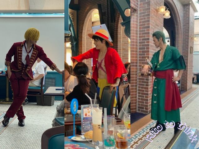 USJ サンジの海賊レストラン メインキャラクター　左からサンジ・ルフィ・ゾロ