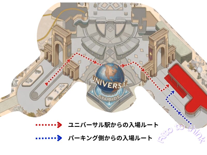 USJ手荷物検査へのルート